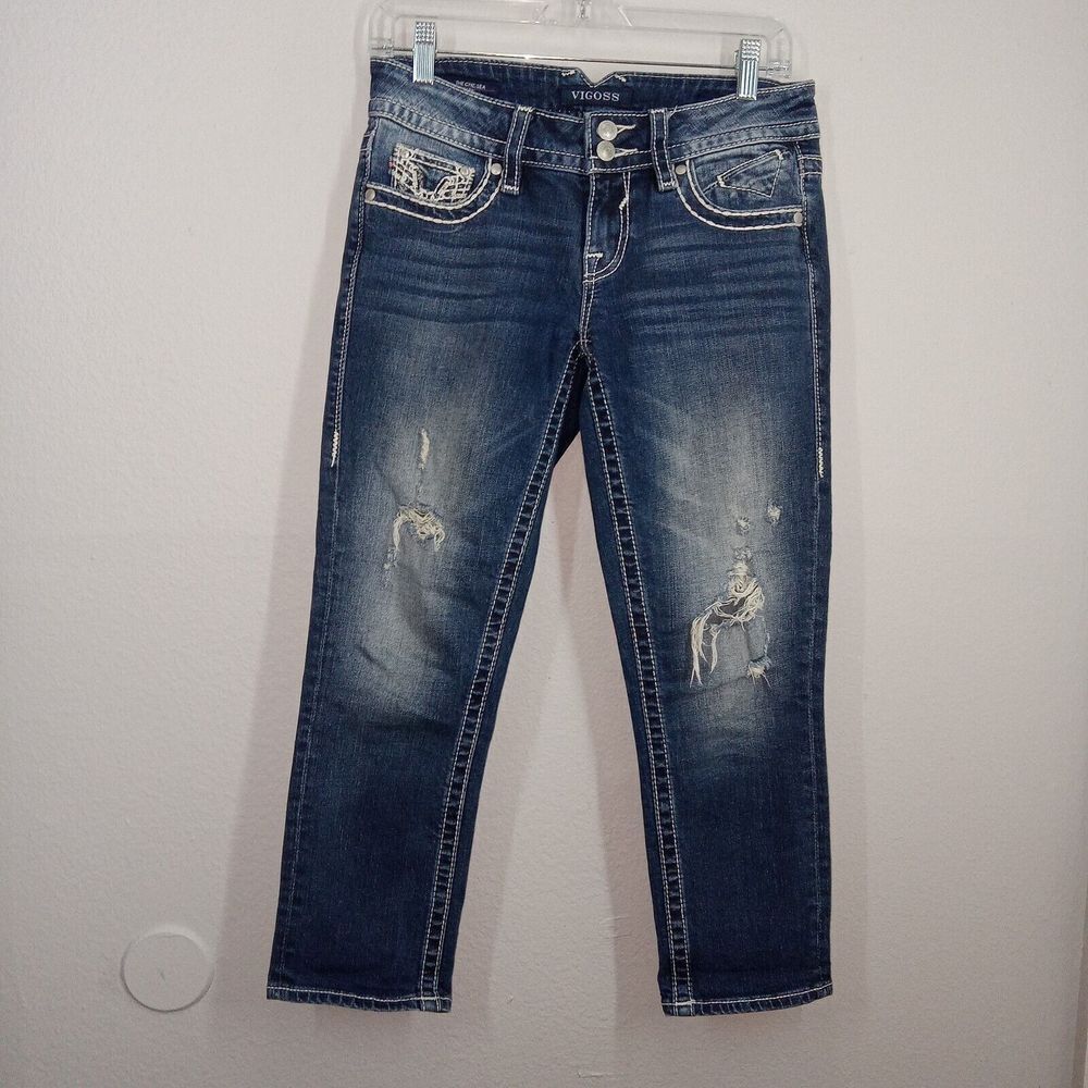 Vigoss The Chelsea Distressed Capri Jeans Womens Size 29 (1/2)